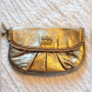 COACH gold wristlet/small clutch